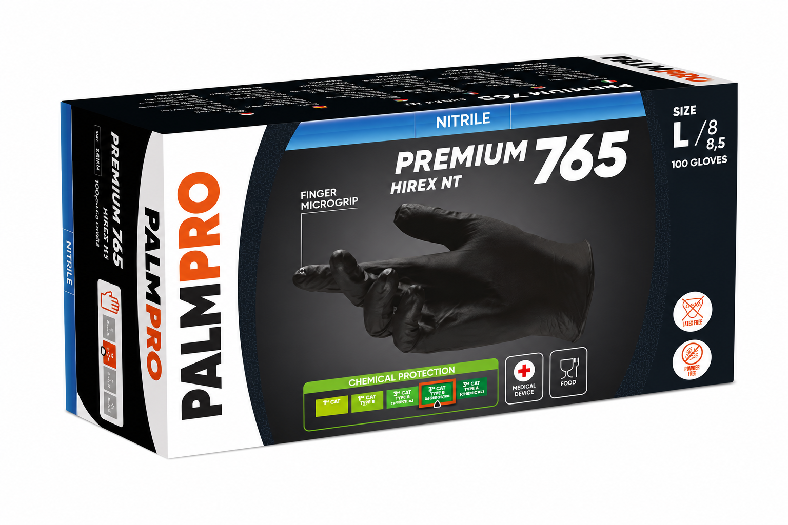 Monouso: PALMPRO Premium Hirex NT Nitrile 765 L 100 Pezzi