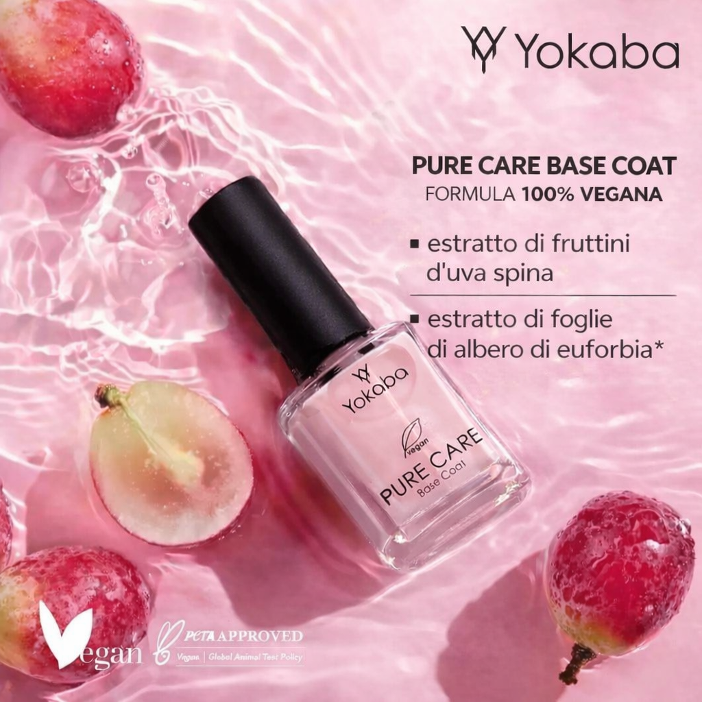 Yokaba PURE CARE Base Coat - Base Levigante E Protettiva Per Smalto Classico 15 ml