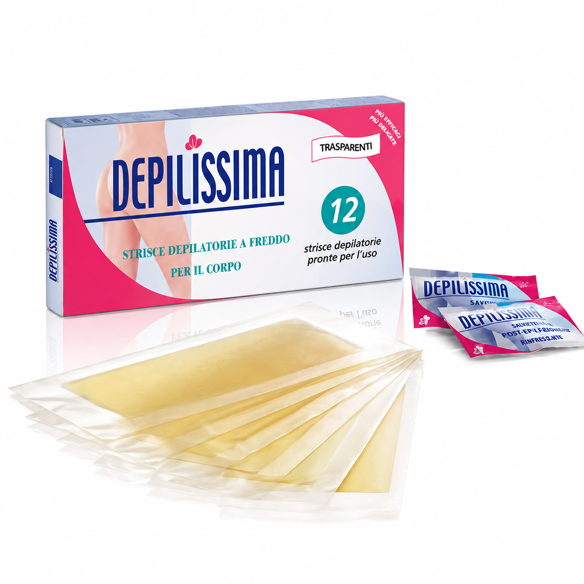 Depilissima Strisce Depilatorie A Freddo Per Il Corpo Trasparenti - 12 Strisce Depilatorie E 2 Salviette Post Epilazione