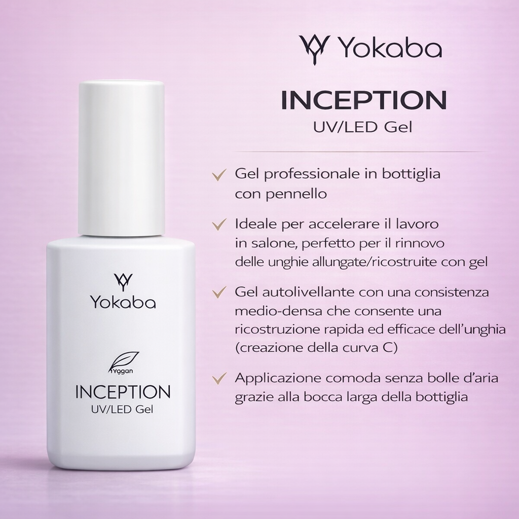 Yokaba INCEPTION UV/LED GEL - Gel In Bottiglia Con Pennello 30 ml
