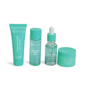 IDC INSTITUTE Kit da viaggio per la cura del viso all'acido ialuronico Detergente , Tonico , Siero , Crema