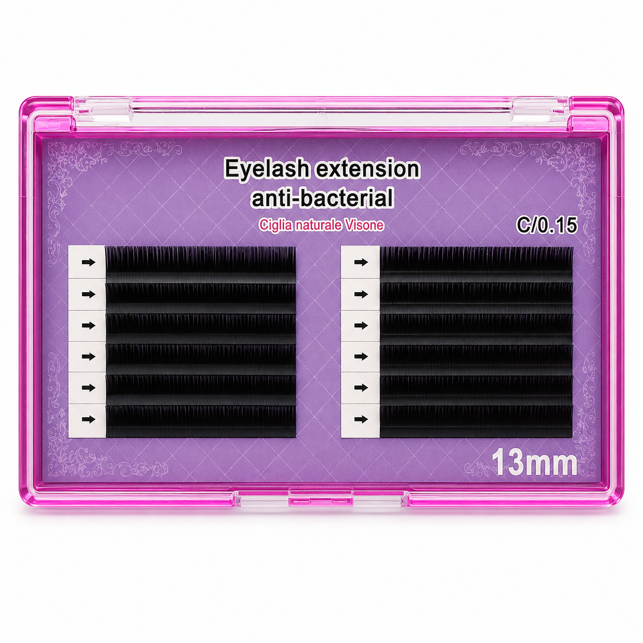 Ciuffetti One To One Eyelash Extension Anti-Bacterial Ciglia Naturale Visiole C/0.15 - Disponibile In 8mm, 12mm e 13mm