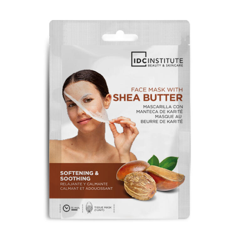 IDC INSTITUTE Maschera viso in tessuto al burro di karité 22g . ammorbidisce e nutre