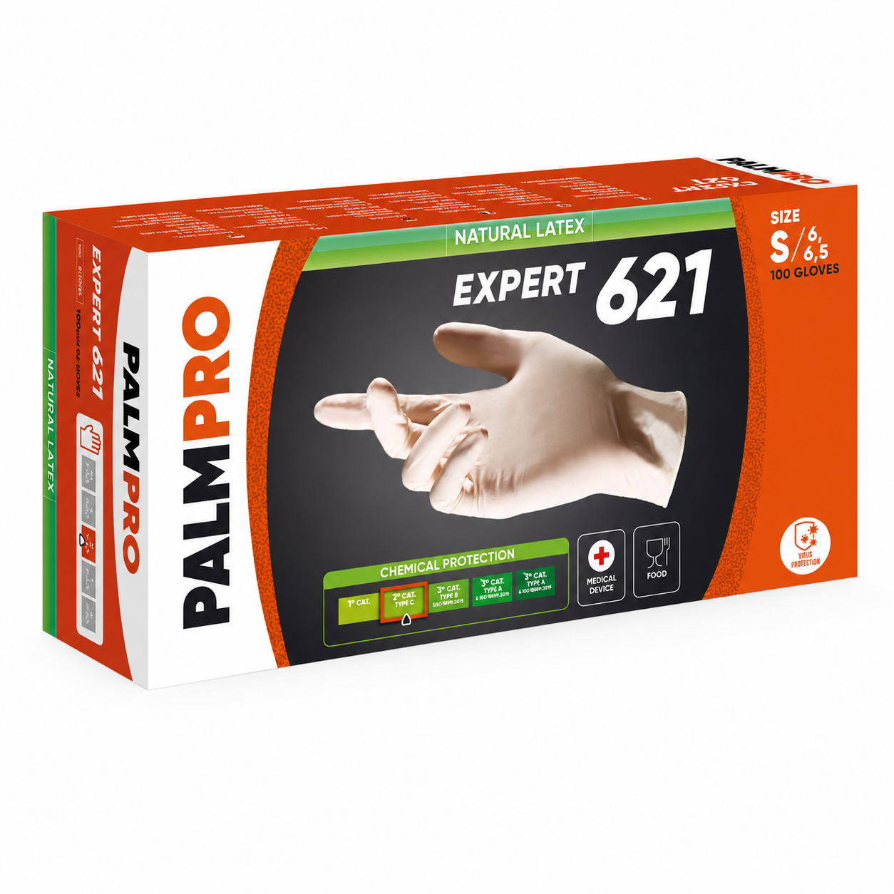 Monouso: PALMPRO Guanti Natural Latex Expert 621 S Classic 100 Pezzi