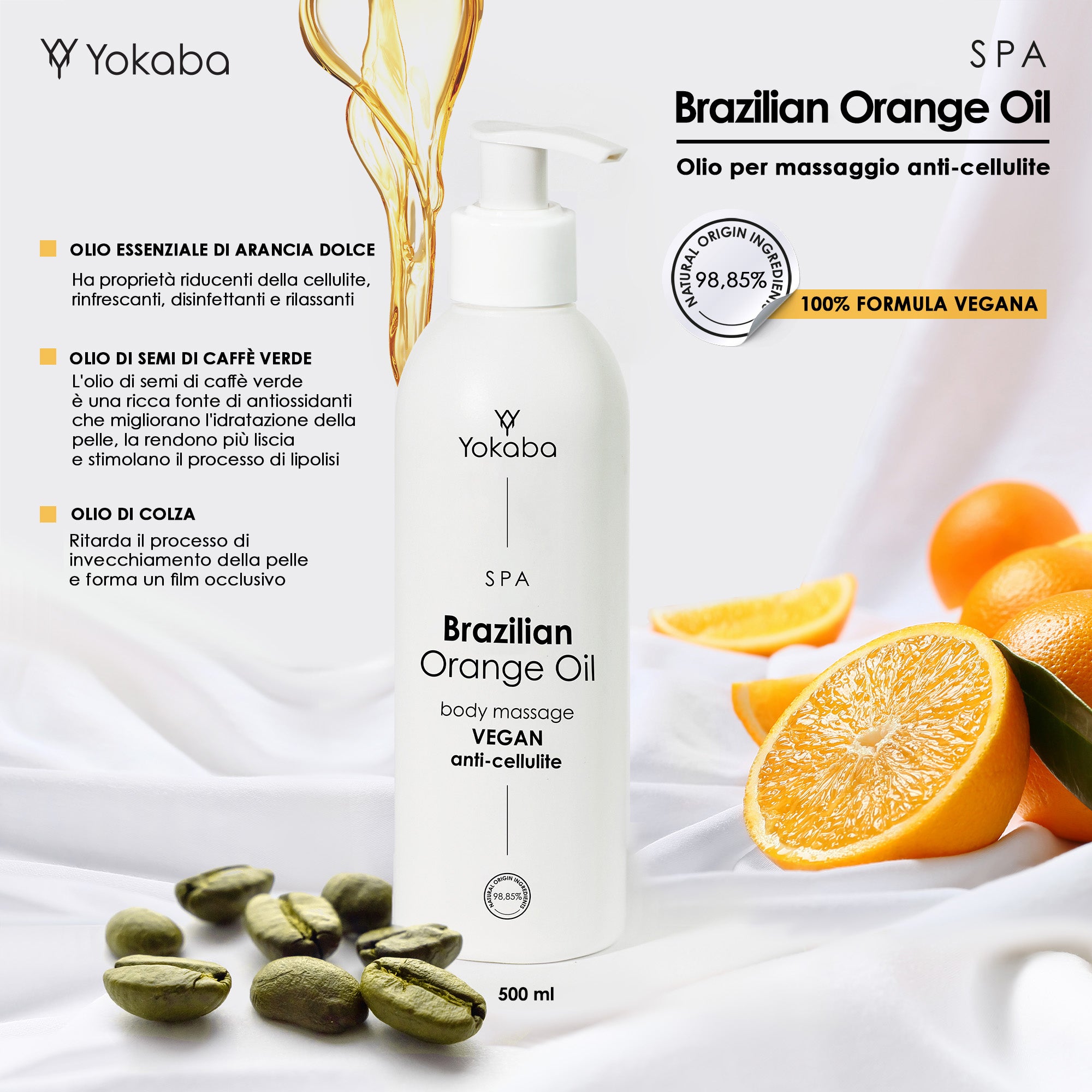 Yokaba Brazilian Orange Oil – Olio Da Massaggio Anticellulite 500 ml