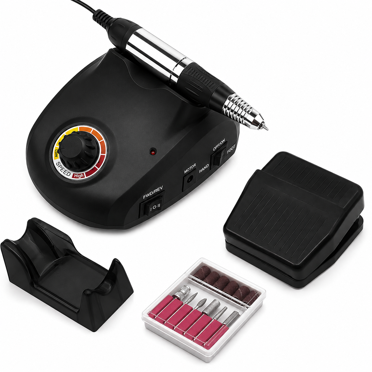 EverPacific Fresa Per Unghie Black 30000 RPM (Giri/Min) 6 Punte Di Diamante 20 Watt Power Motor