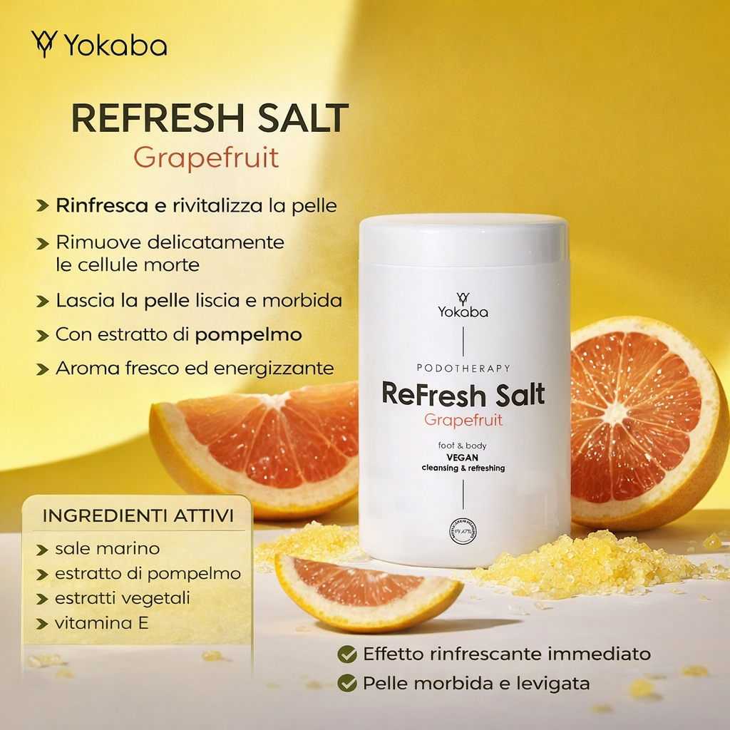Yokaba ReFresh Salt Grapefruit – Sale Purificante Per Pedicure E Bagni Corpo 1000 ml