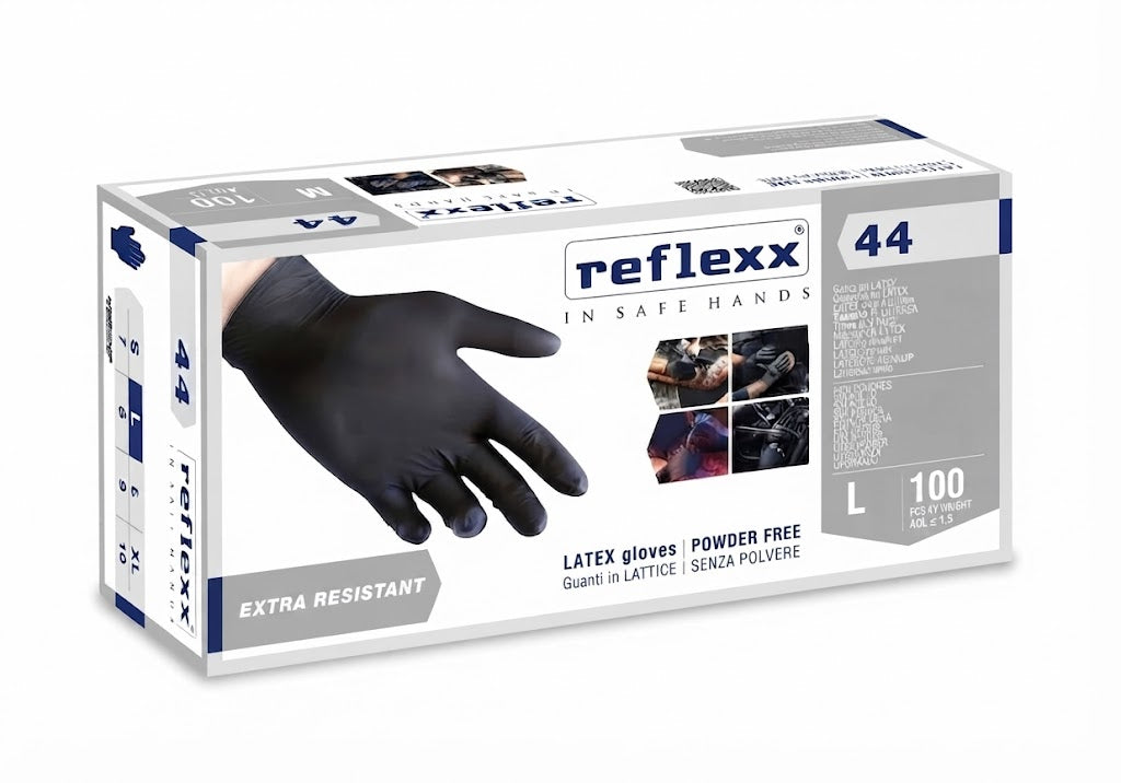 Monouso: Reflexx Guanti In Lattice Extra Resistant Neri 44 100 Pezzi - Disponibile In S, M, L