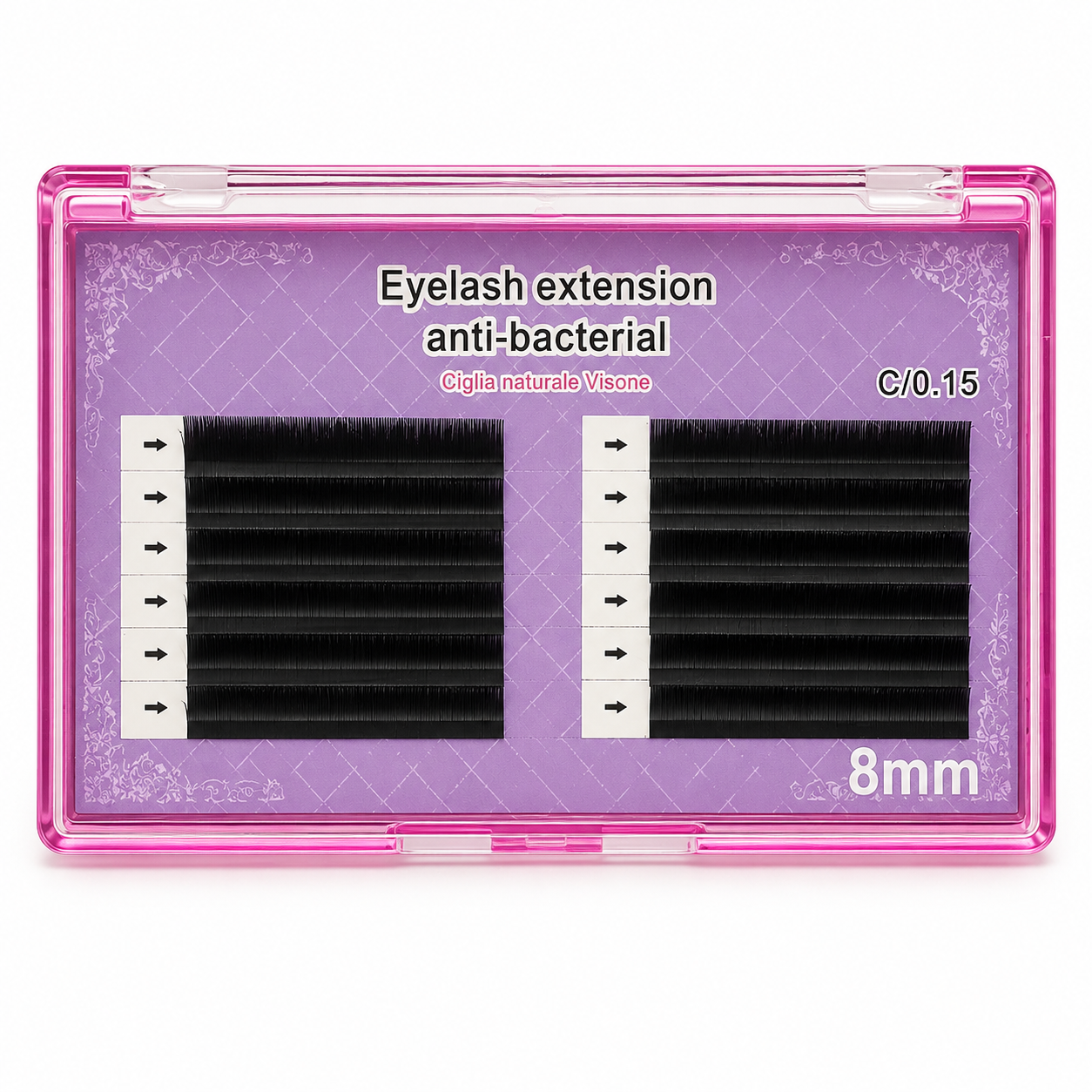 Ciuffetti One To One Eyelash Extension Anti-Bacterial Ciglia Naturale Visiole C/0.15 - Disponibile In 8mm, 12mm e 13mm