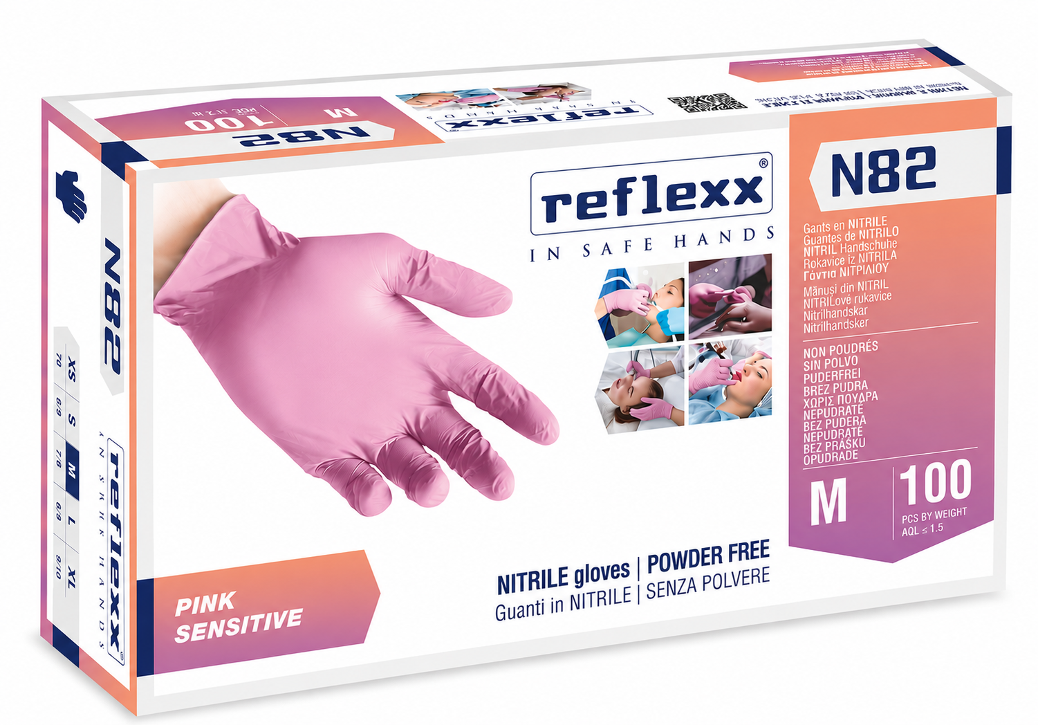 Monouso: Reflexx Guanti In Nitrile Rosa N82 100 Pezzi - Disponibile In XS, S, M
