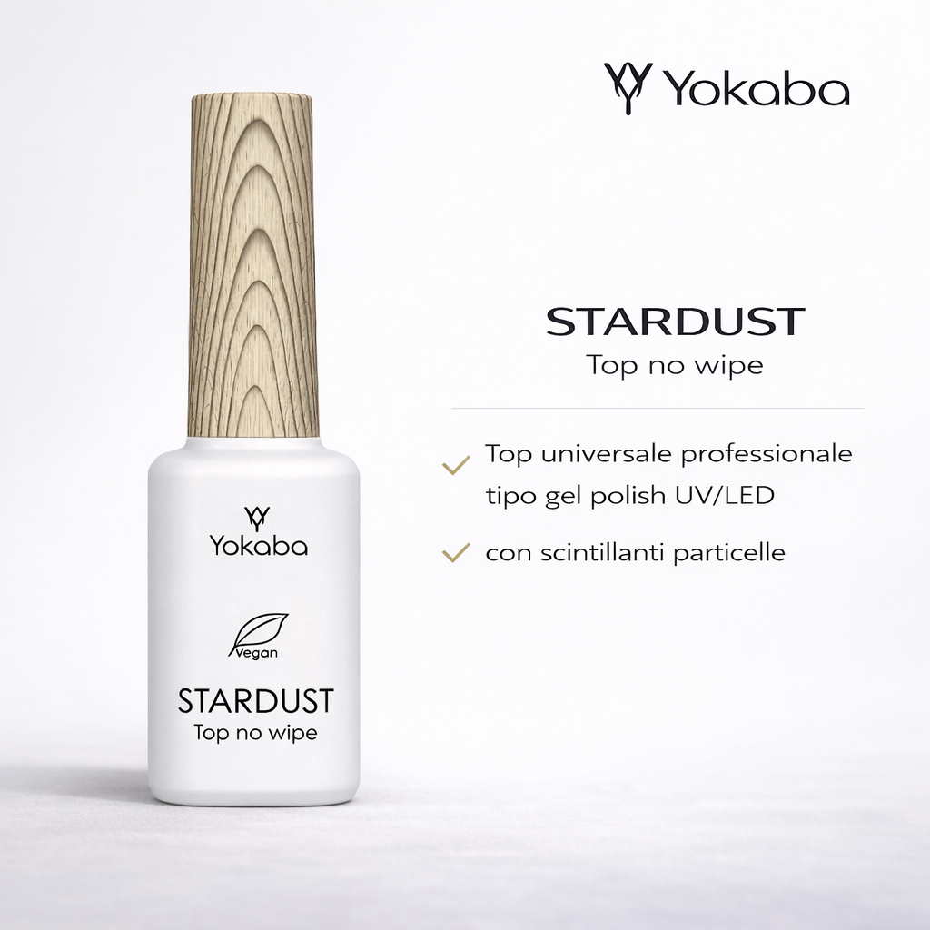 Yokaba STARDUST Top No Wipe - Top Universale Tipo Gel Polish UV/LED Con Scintillanti Particelle 12 ml
