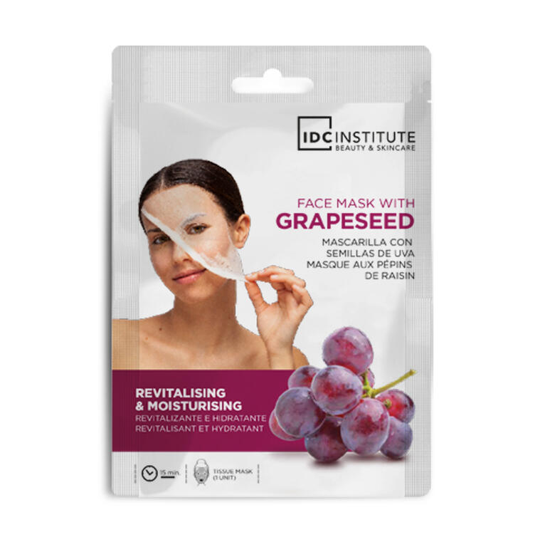 IDC INSTITUTE Maschera viso in tnt rivitalizzante e idratante con estratto di semi d'uva