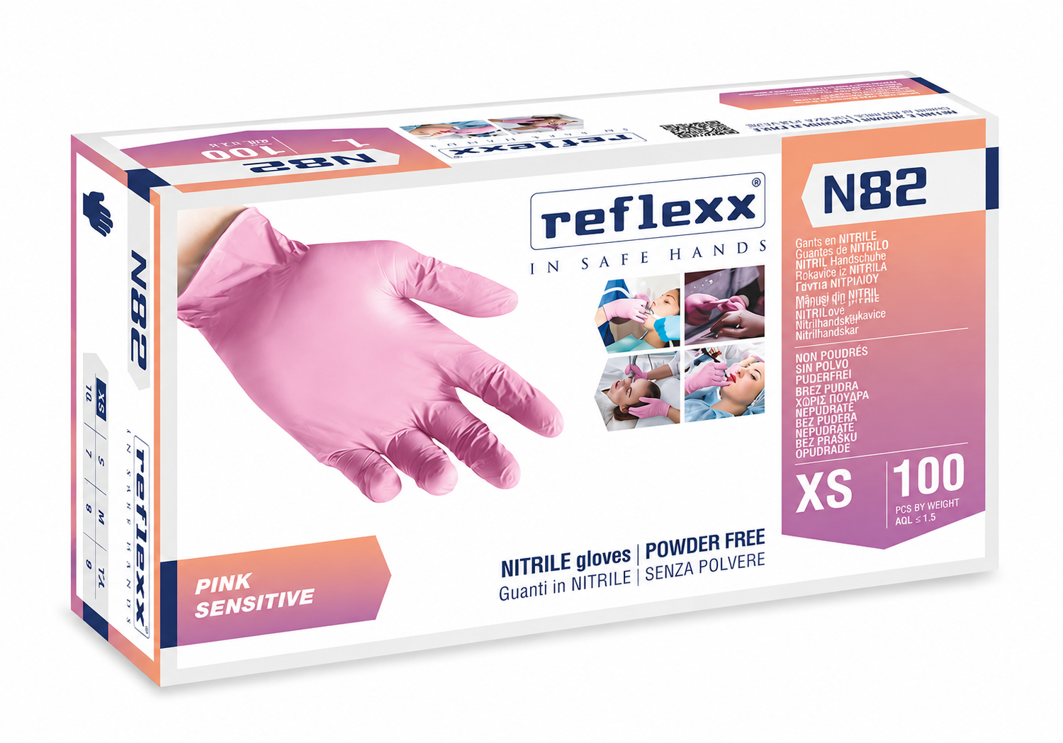 Monouso: Reflexx Guanti In Nitrile Rosa N82 100 Pezzi - Disponibile In XS, S, M