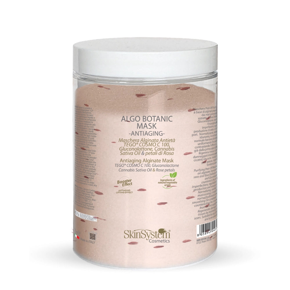 Skin System ALGO BOTANIC MASK ANTIAGING Maschera Alginata Antietà TENGO COSMO C 100. Gluconolattone, Cannabis Sativa Oil & Petali Di Rosa - 350 g