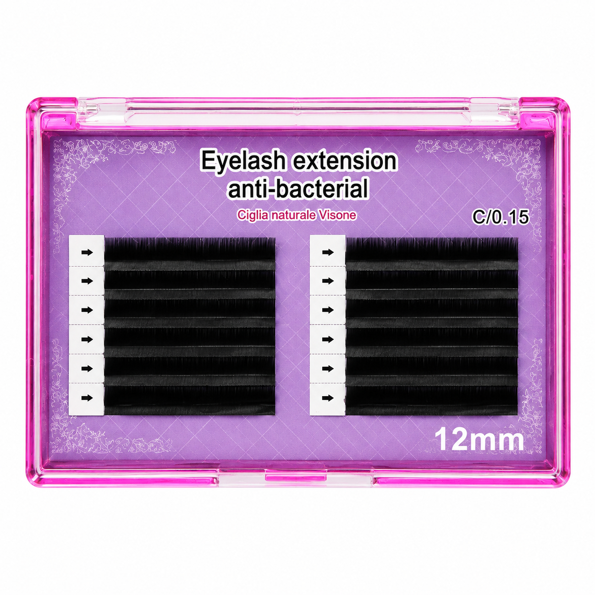 Ciuffetti One To One Eyelash Extension Anti-Bacterial Ciglia Naturale Visiole C/0.15 - Disponibile In 8mm, 12mm e 13mm