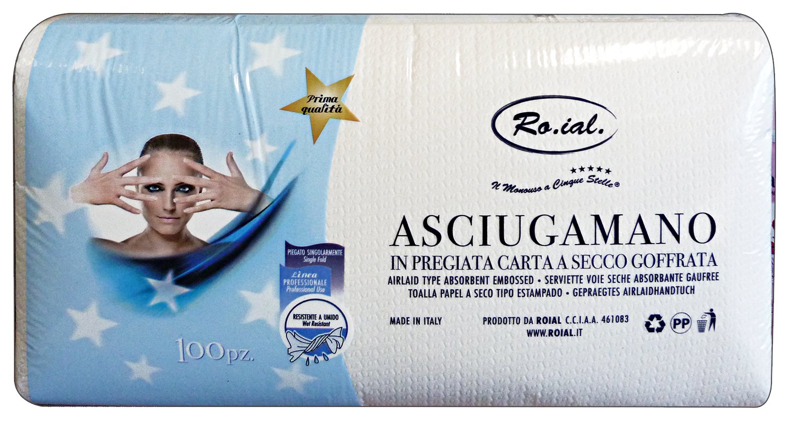 Ro.ial. Asciugamano In Pregiata Carta A Secco Goffrata 100 Pezzi