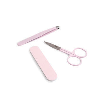 IDC INSTITUTE Set  manicure lima per unghie , forbici e pinzette in acciaio inox