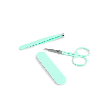 IDC INSTITUTE Set  manicure lima per unghie , forbici e pinzette in acciaio inox