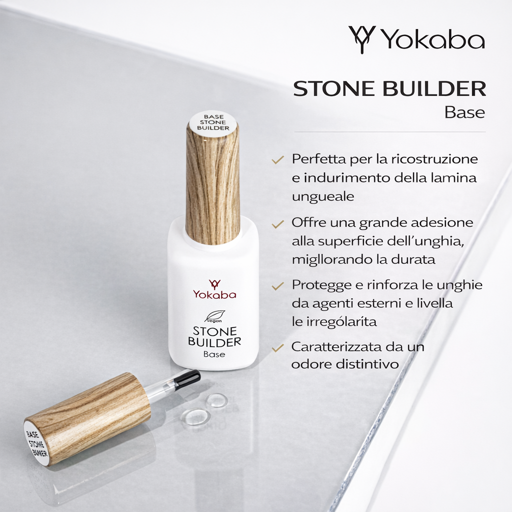 Yokaba STONE BUILDER Base - Base Professionale E Molto Resistente Per Smalto Gel UV/LED 12 ml - Disponibile in 5 Varianti Di Colore