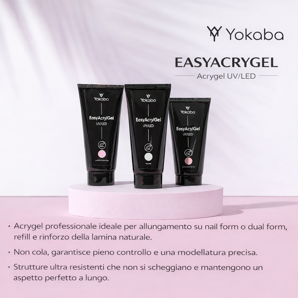 Yokaba Easy Acrylgel UV/LED - Acrygel UV/LED 50 ml - Disponibile in 3 Varianti Di Colori