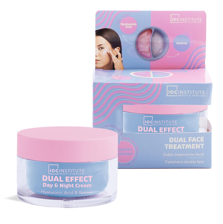 IDC INSTITUTE  Crema Viso giorno e notte  2 in 1 doppio effetto con Acido Ialuronico + Retinolo