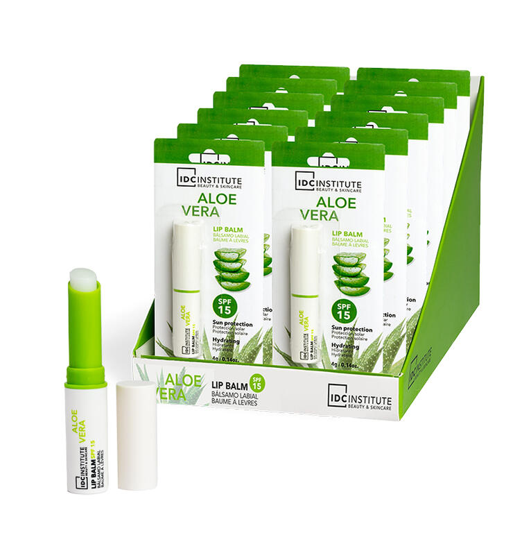 IDC INSTITUTE Balsamo labbra all'aloe vera con protezione solare SPF 15 2,4 g