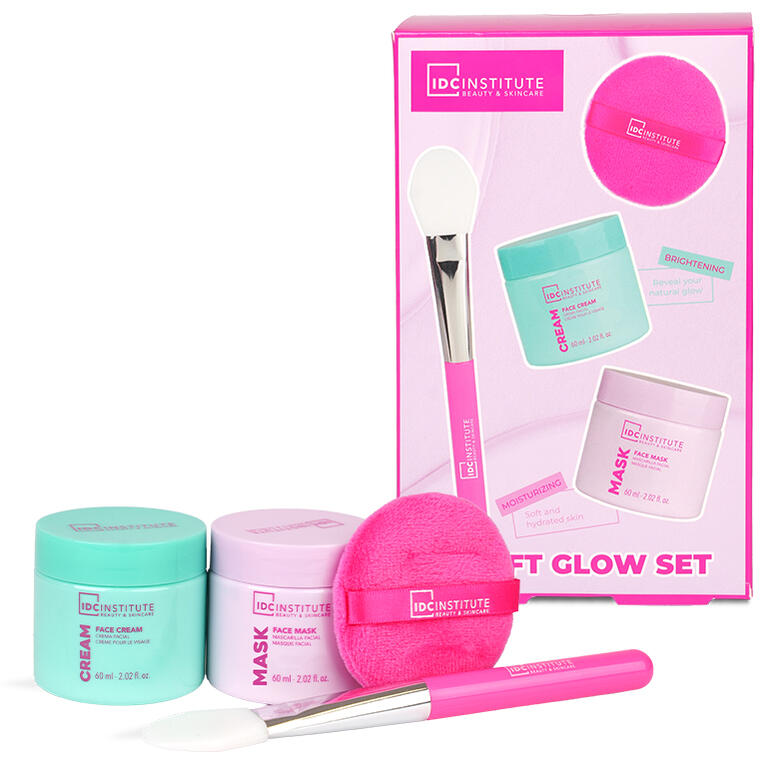 IDC INSTITUTE Set Glissy Maschera viso , crema viso , spugna , pennello