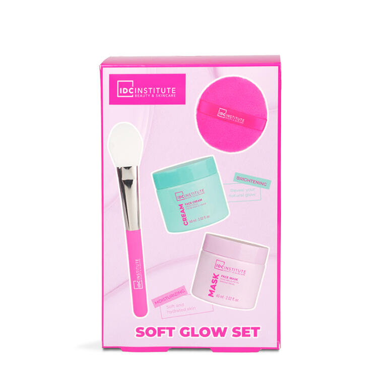 IDC INSTITUTE Set Glissy Maschera viso , crema viso , spugna , pennello