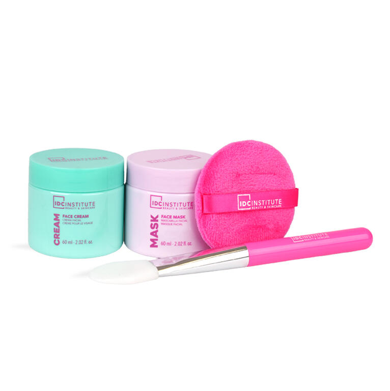 IDC INSTITUTE Set Glissy Maschera viso , crema viso , spugna , pennello