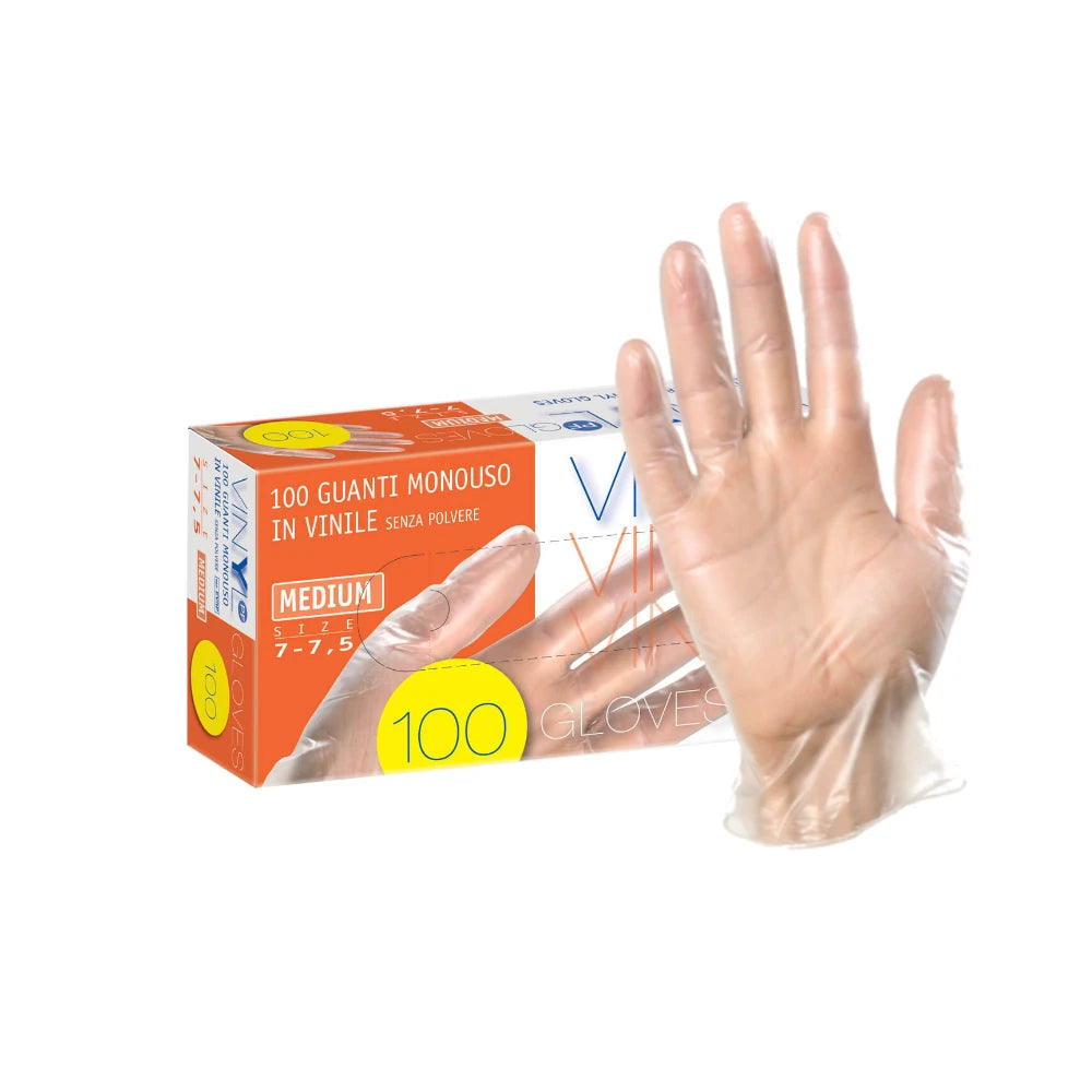 Monouso: VINY Guanti In Vinile Senza Polvere Trasparenti M 100 Pezzi