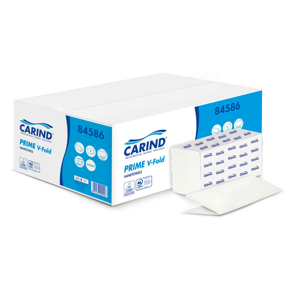 Monouso: Asciugamani Piegati A V Carind Prime Cellulosa 2 Veli 21 x 22 cm 210 Pezzi