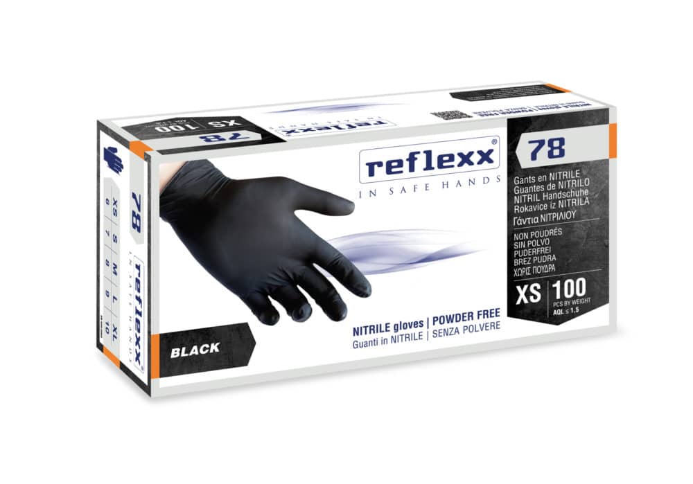 Monouso: Reflexx Guanti In Nitrile Neri 78 100 Pezzi - Disponibile In XS, S, M