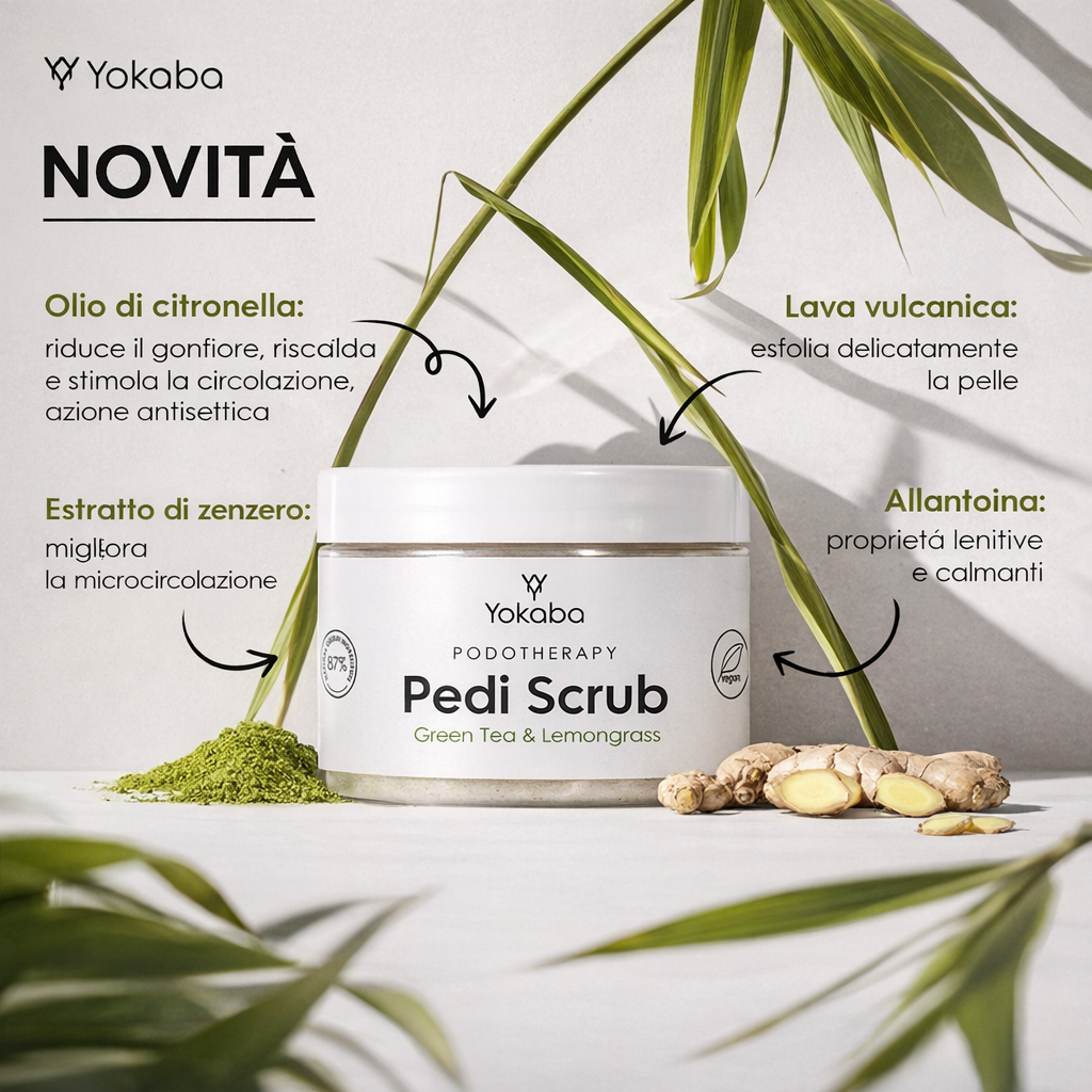 Yokaba Pedi Scrub Green Tea & Lemongrass – Scrub Per Piedi 300 ml