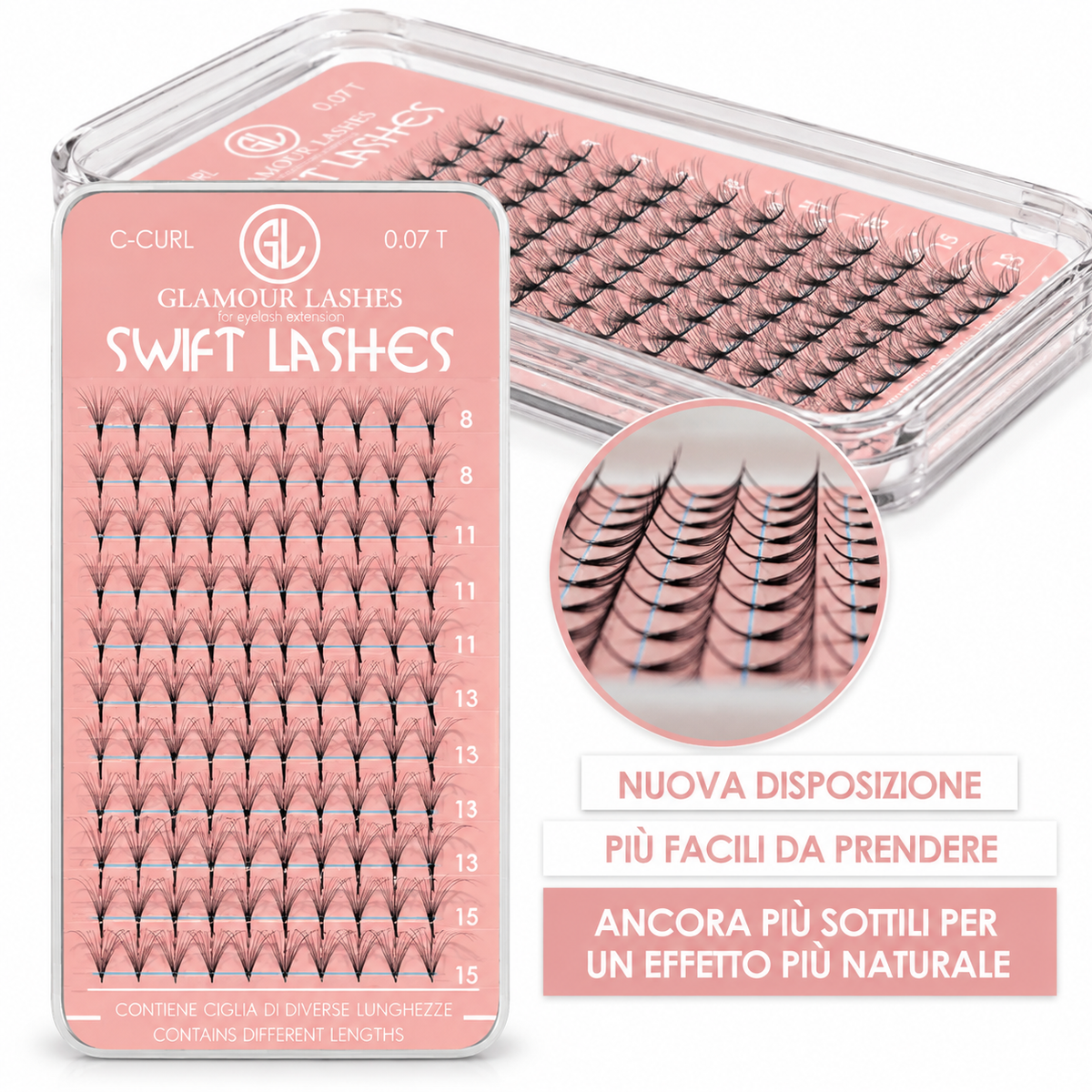 Glamour Lashes Ciuffetti One To One Swift Lashes - 6D/8D/10D - 0.07 C MIX