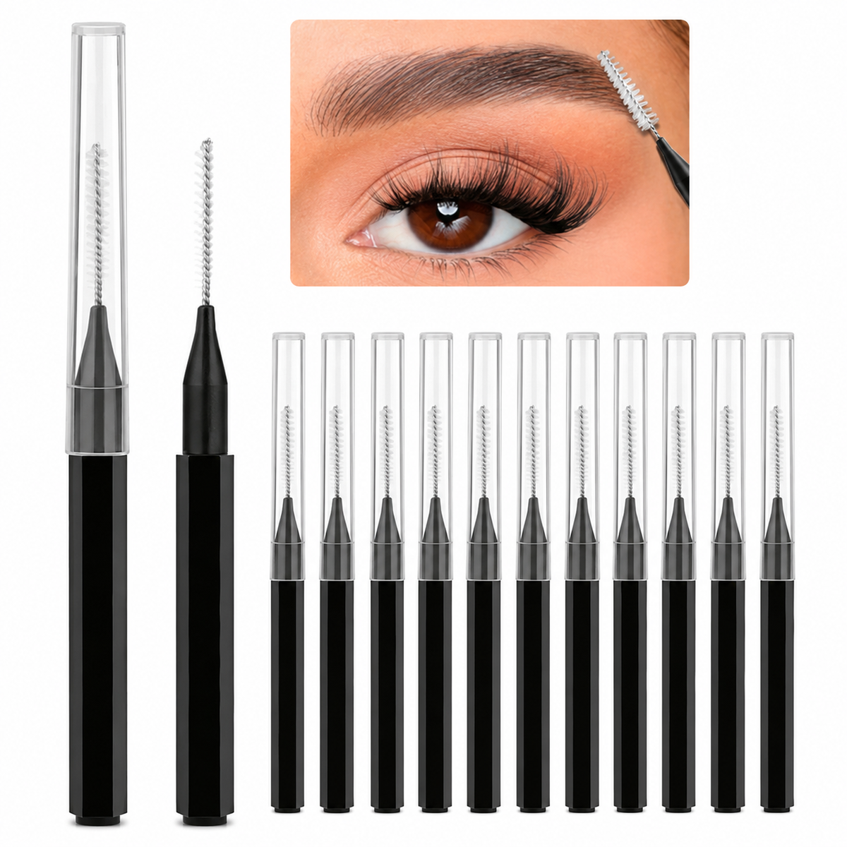 CEM Mini Pettine Nero Laminazione Ciglia E Sopracciglia - 10 Pezzi