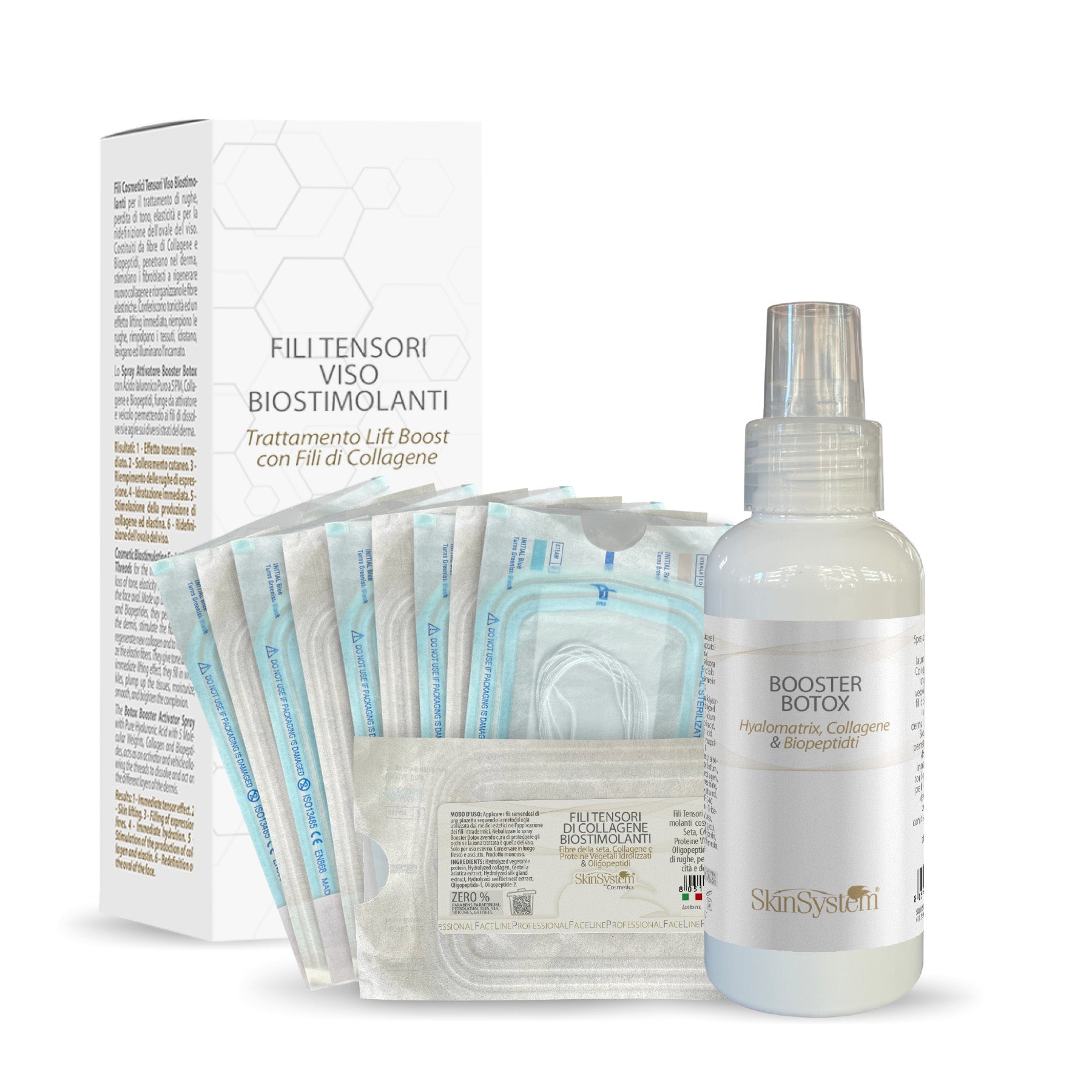Skin System FILI TENSORI VISO BIOSTIMOLANTI Trattamento Lift Boost Con Fili Di Collagene