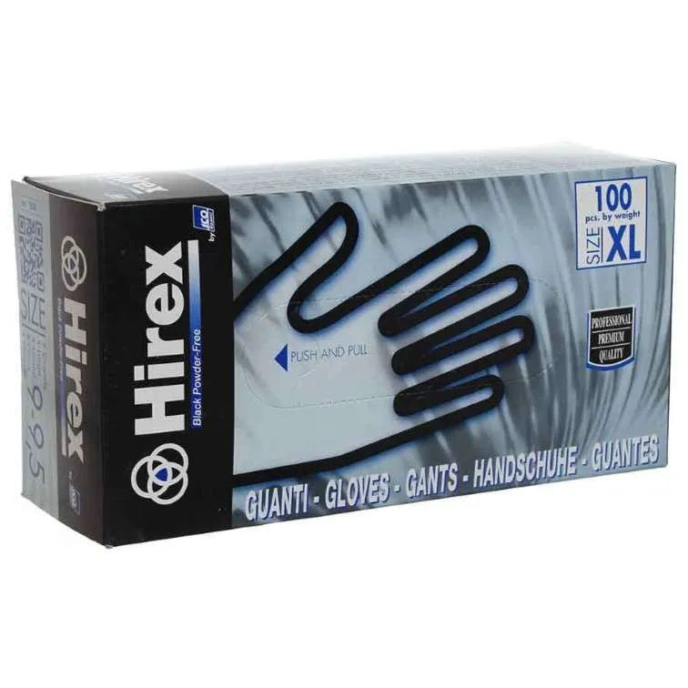 Monouso: Hirex Guanti Neri XL In Lattice No Talco 100 Pezzi