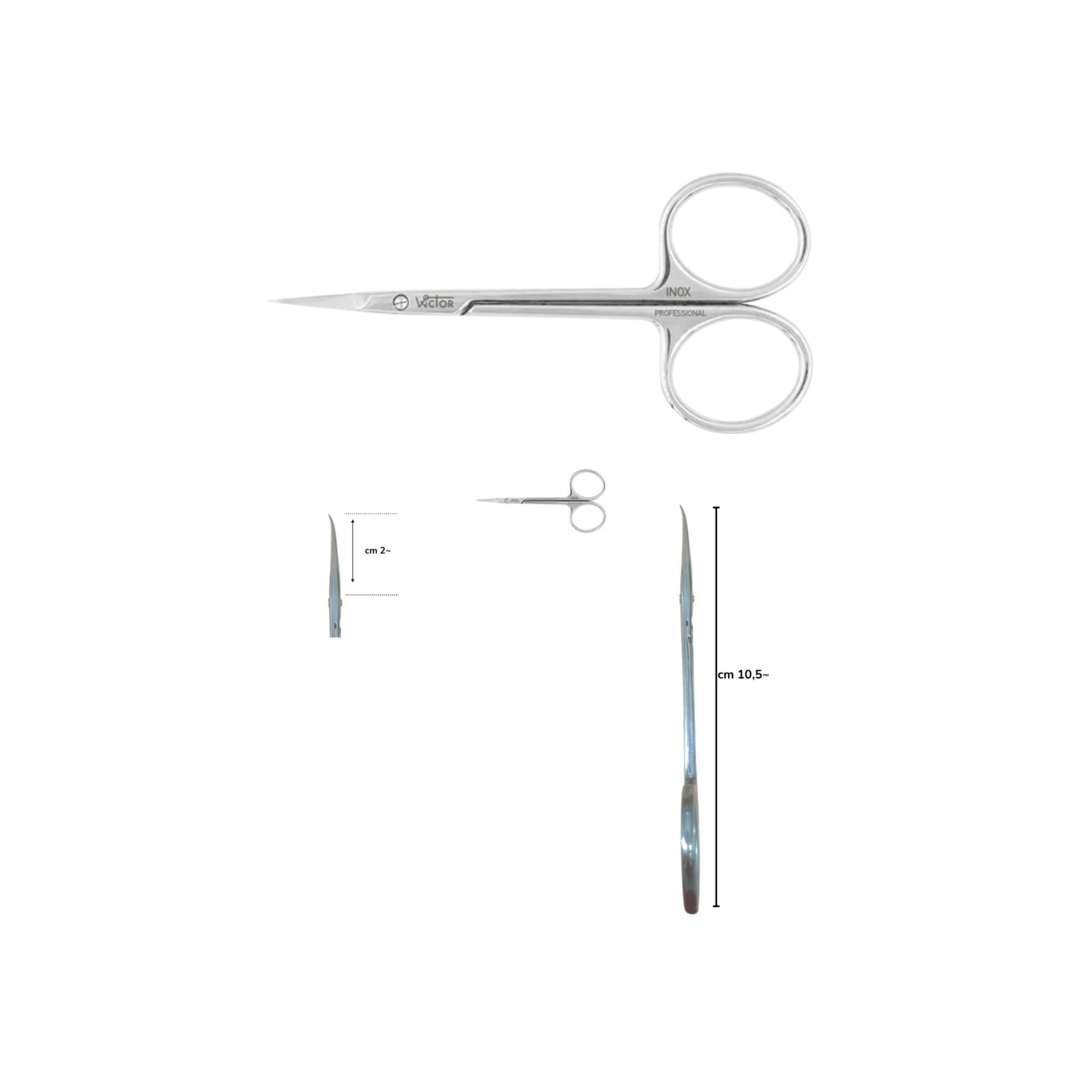 Wictor: Forbici INOX Per Cuticole Punta A Gancio 4"CM 10,5 cod:53210520 (EX 533040)